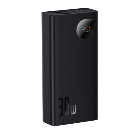 Внешний аккумулятор Baseus Adaman2 Digital Display Fast Charge Power Bank 10000mAh 30W Черный (PPAD040101)+кабель USB - Type-C 3A 0.3m Черный