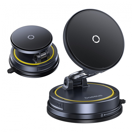 Автомобильный магнитный держатель с беспроводной зарядкой Baseus PrimeTrip VC2 Flex Pro Magnetic Wireless Car Charger Mount Suction Cup Version Чёрный (C0013F01)
