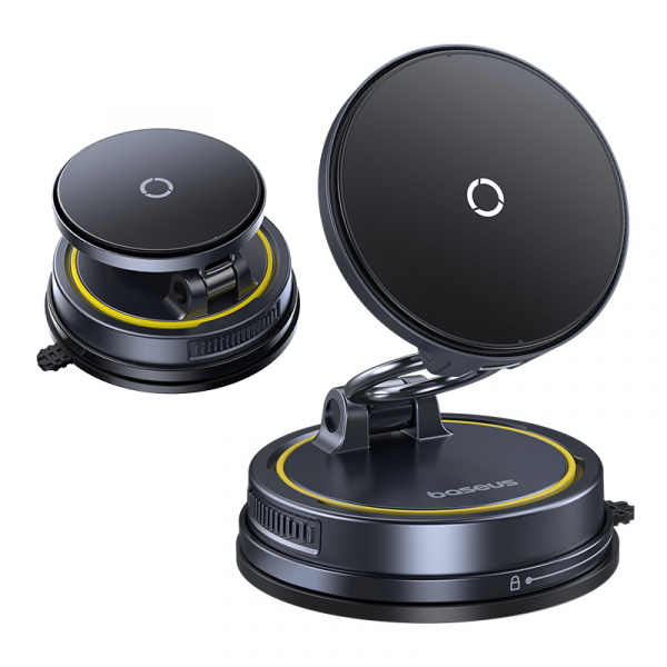 Автомобильный магнитный держатель с беспроводной зарядкой Baseus PrimeTrip VC2 Flex Pro Magnetic Wireless Car Charger Mount Suction Cup Version Чёрный (C0013F01)
