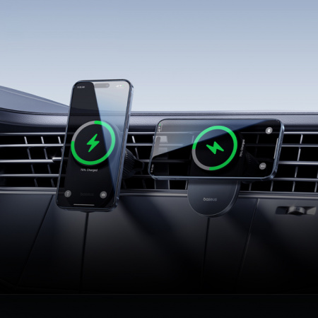 Автомобильное магнитное зарядное устройство Baseus PrimeTrip VC1 Pro Magnetic Wireless Charging Car Mount Qi2 Air Vent Version (C40169009123-00) Чёрное