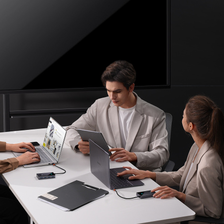 Хаб Baseus PioneerJoy 4-Port Type-C HUB Adapter (Type-C - USB3.0*4) Серый (WKYY030013)