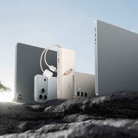Повербанк Baseus EnerFill FC41 Digital Display Dual Built-in USB-C Cables 20000mAh 100W Белый (E0028N04)