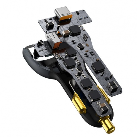 Автомобильная зарядка Baseus Qualcomm Quick Charge 5 Multi-Port Fast Charge C+C+U 160W Gray (TZCCZM-0G) + кабель Type-C-Type-C 100W(20V/5A) 1m Черный