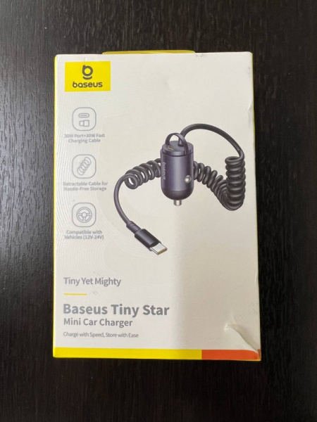 УЦЕНКА Автомобильное зарядное устройство Baseus Tiny Star Mini Car Charger Type-C + Type-C 30W (C00035001121-00) Чёрное Повреждена упаковка