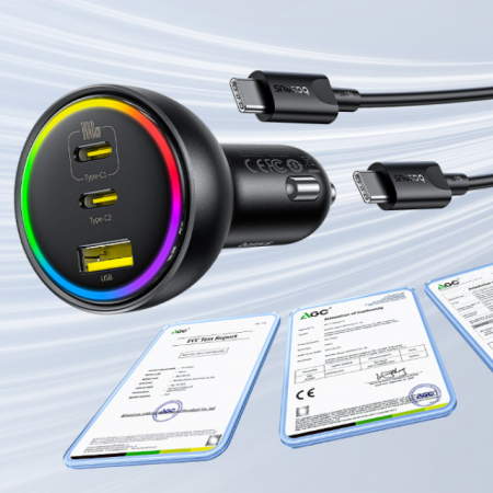 Автомобильное зарядное устройство Baseus Multi-Port Fast Charge Car Charger 2xType-C+USB 152.5W (кабель Type-C - Type-C 100W (20V/5A) 1м в комплекте) Чёрное (C00036101111-00)   Автомобильное зарядное устройство Baseus Multi-Port Fast Charge Car Charger 2xType-C+USB 152.5W (кабель Type-C - Type-C 100W (20V/5A) 1м в комплекте) Чёрное (C00036101111-00)