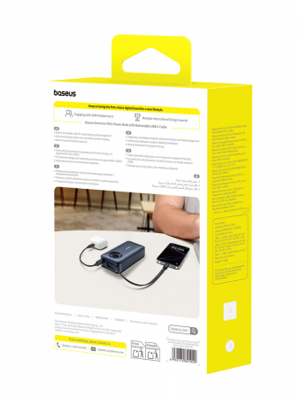 Внешний аккумулятор Baseus EnerCore CR11 Power Bank with Retractable Cable 20000mAh 67W Черный (E0027H00)