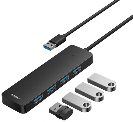 Хаб концентратор Baseus UltraJoy Series 4-Port HUB Lite 150см Cluster Черный (USB-A - USB3.0*4) B0005280B111-01