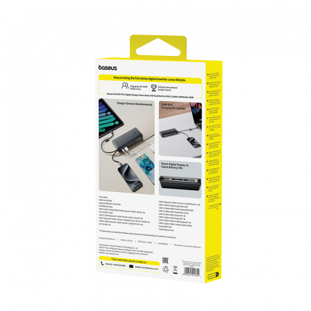 Повербанк Baseus EnerFill FC41 Digital Display Dual Built-in USB-C Cables 20000mAh 100W Чёрный (E0028N03)