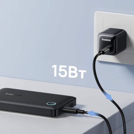Повербанк Baseus EnerFill FP11 10000mAh 15W Чёрный (в комплекте Type-C - Type-C кабель 30см) (P1008210C123-00)