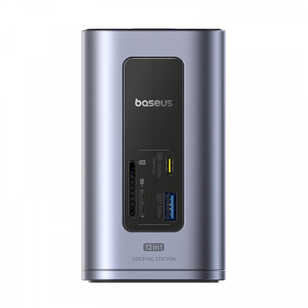 Док-станция 12-в-1 Baseus NU1 Air Spacemate  (USB-C to 2*HDMI 4K@60Hz+2*USB-C (10Gbps)+2*USB-A (5Gbps)+2*USB-A (480Mbps)+1*RJ45+SD/TF 3.0+1*USB-C (PD) Серый (B00568103813-00)