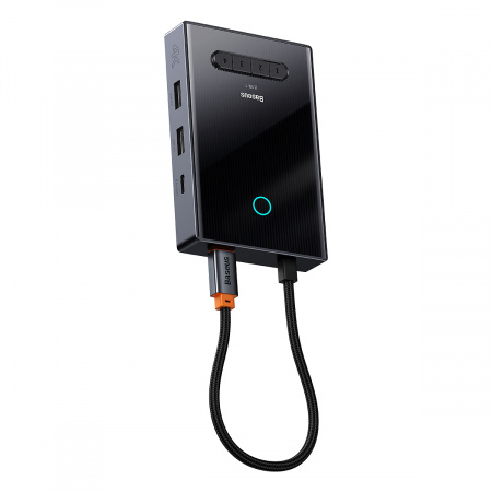 Хаб Baseus PioneerJoy 8-Port Four-Screen Type-C HUB Adapter (Type-C - HDMI4K@60Hz*1+HDMI4K@30Hz*1+DP8K@30Hz*1+VGA+USB3.0*2+Type-C (Data+PDout)*1+PD*1) Серый (WKYY030413)