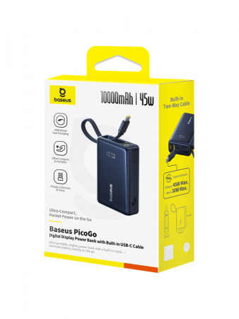 Повербанк Baseus PicoGo Digital Display 10000mAh 45W Чёрный (P10076803123-00)