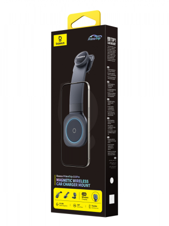 Автомобильный магнитный держатель с беспроводной зарядкой Baseus Prime Trip C03Pro Magnetic Wireless Car Charger Mount Чёрный (C0013A01)