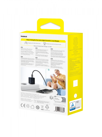 Сетевое зарядное устройство OS-Baseus PicoGo GaN Fast Charger 1C 45W EU Чёрный (P10176800123-00)