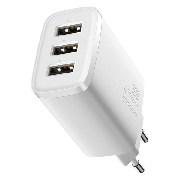 Сетевое зарядное устройство Baseus Compact Charger 3U 17W EU Белый (CCXJ020102)