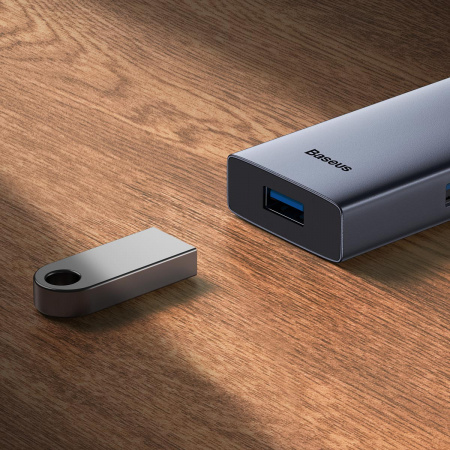 Хаб OS-Baseus Flite Series 5-Port HUB Docking Station (Type-C - HDMI4K@30Hz*1+USB 3.0*4) Серый (B00052809813-00)