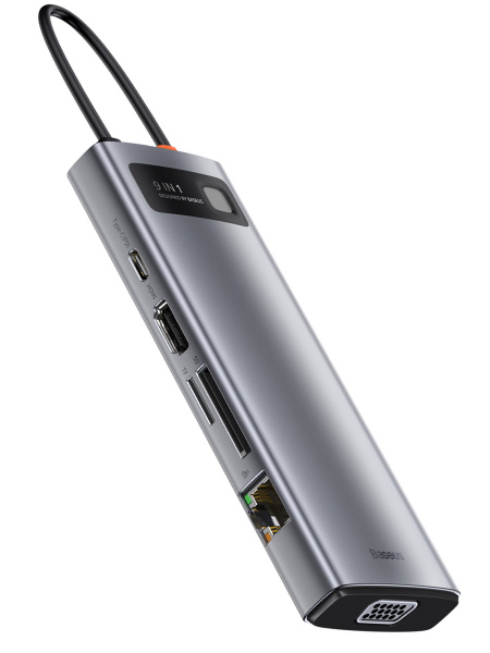 USB - разветвитель адаптер Baseus Metal Gleam Series 9-in-1 Multifunctional Type-C HUB Docking Station Space Gray (CAHUB-CU0G)