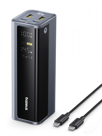 Повербанк Baseus EnerGeek GP12 Fast Charging with Digital Display 20800mAh 145W Серый (в комплекте кабель Type-C - Type-C 1м 100W) (P10082109813-00)