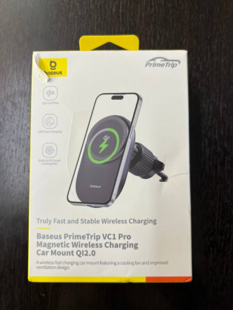 УЦЕНКА Автомобильное магнитное зарядное устройство Baseus PrimeTrip VC1 Pro Magnetic Wireless Charging Car Mount Qi2 Air Vent Version (C40169009123-00) Чёрное Повреждена упаковка