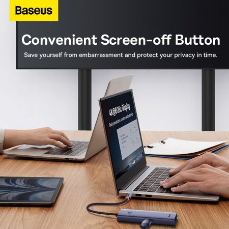 Хаб OS-Baseus Flite Series 5-Port HUB Docking Station (Type-C - HDMI4K@30Hz*1+USB 3.0*4) Серый (B00052809813-00)
