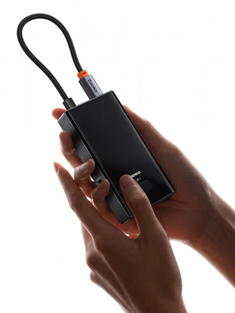 Хаб Baseus PioneerJoy 6-Port Type-C HUB Adapter (Type-C - HDMI4K@60Hz*1+USB3.0*3+PD*1+RJ45*1) Серый (WKYY030213)