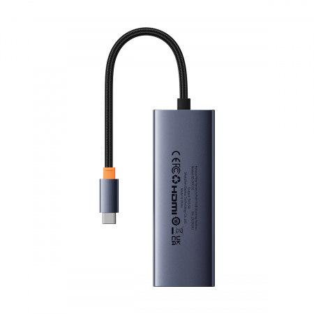 Хаб OS-Baseus Flite Series 5-Port HUB Docking Station (Type-C - HDMI4K@30Hz*1+USB 3.0*4) Серый (B00052809813-00)