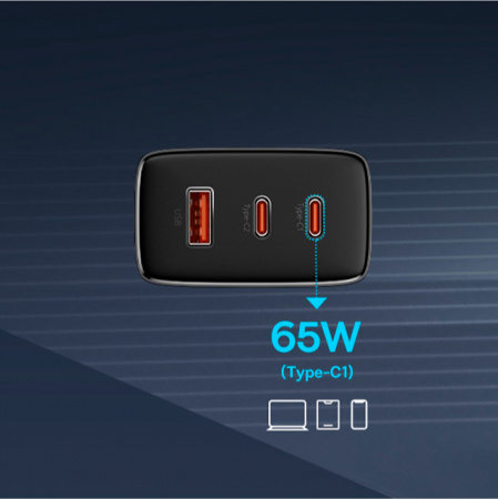 Сетевое зарядное устройство OS-Baseus Cube Pro Fast Charger 2C+U 65W EU Чёрный (P10152301113-00)