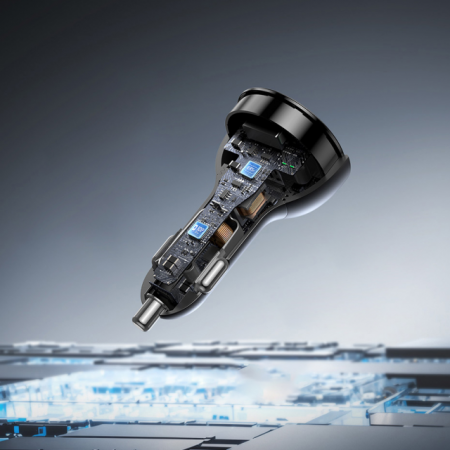 Автомобильное зарядное устройство Baseus Multi-Port Fast Charge Car Charger 2xType-C+USB 152.5W (кабель Type-C - Type-C 100W (20V/5A) 1м в комплекте) Чёрное (C00036101111-00)   Автомобильное зарядное устройство Baseus Multi-Port Fast Charge Car Charger 2xType-C+USB 152.5W (кабель Type-C - Type-C 100W (20V/5A) 1м в комплекте) Чёрное (C00036101111-00)