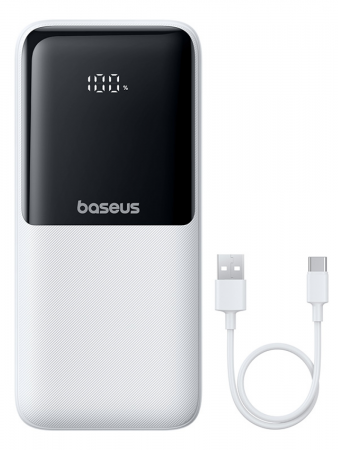 Повербанк Baseus Lipow Dual-Cable Power Bank with Digital Display 20000mAh 22.5W Белый (в комплекте USB-A - USB-C кабель 3A 20см) (P10079102213-00)