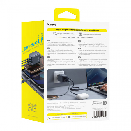 Сетевое зарядное устройство Baseus EnerFill FE11 Fast Charger 2C+U 100W EU Чёрный (P10182102123-00)