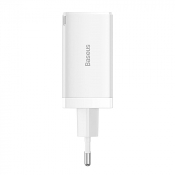 Сетевое зарядное устройство Baseus GaN5 Pro Fast Charger 2C+U 65W EU White с кабелем Type-C - Type-C 100W(20V/5A) 1m (CCGP120202)