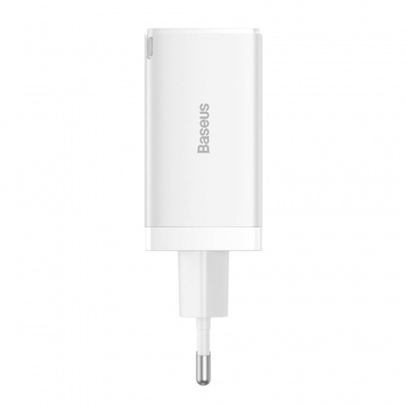 Сетевое зарядное устройство Baseus GaN5 Pro Fast Charger 2C+U 65W EU White с кабелем Type-C - Type-C 100W(20V/5A) 1m (CCGP120202)
