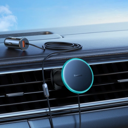 Автомобильное беспроводное магнитное зарядное устройство Basues CW01  Magnetic Wireless Charging Car Mount 40W (Wireless Charging 15W and USB-A 25W) Claw Edition (C40141000111-01) Черное