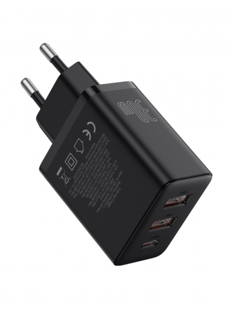 Сетевое зарядное устройство OS-Baseus Cube Fast Charger 2U+C 30W EU Чёрный (P10111402113-00)