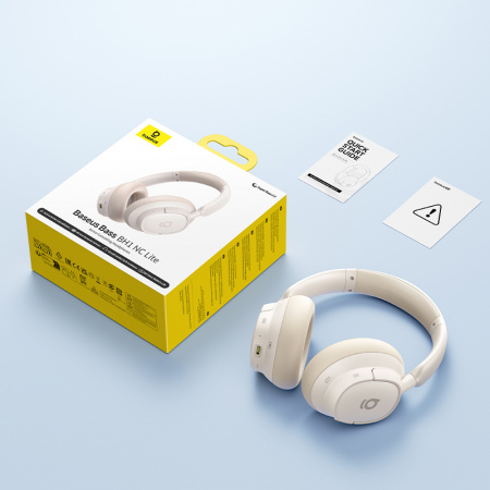 Беспроводные наушники Baseus Bass BH1 NC Lite Wireless Noise-Cancelling Headphones Starlight Off Белый (A0203E01)