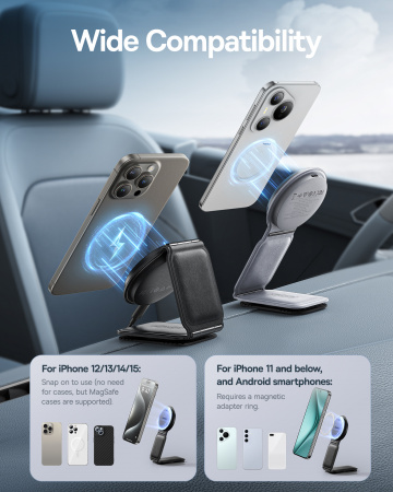 Автомобильное беспроводное магнитное зарядное устройство Baseus PrimeTrip Series C02 Mega Magnetic Wireless Charging Car Mount Stick-on Version (C40169003111-00) Чёрное 