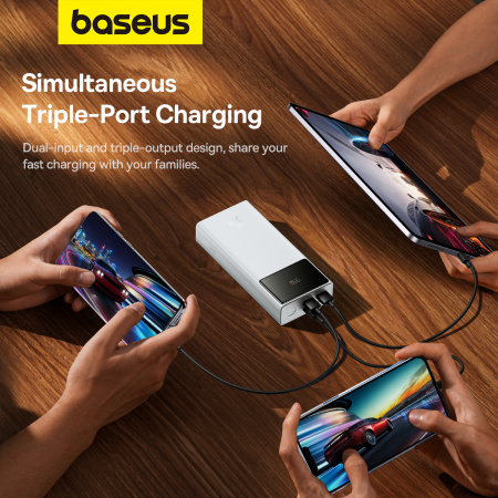 Внешний аккумулятор OS-Baseus Star-Lord Digital Display Fast Charging Power Bank 20000mAh 30W с кабелем USB - Type-C 3A 0.3m (P10022904213-00) Белый