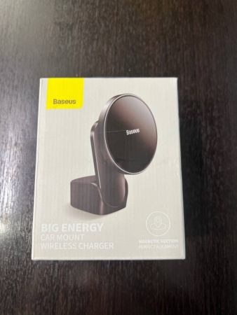 УЦЕНКА Автомобильный держатель Baseus Big Energy Car Mount Wireless Charger (WXJN-01) для iPhone 12/13/14/15 серии (Черный) Повреждена упаковка