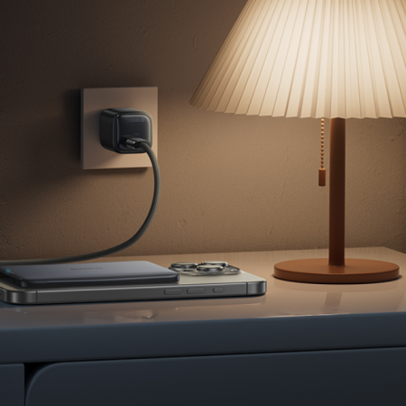 Внешний аккумулятор Baseus PicoGo AM41 Ultra-Slim Magnetic Power Bank 5000mAh 20W Серый (Кабель USB-C - USB-C 60W 30см) (P1007680C813-00)