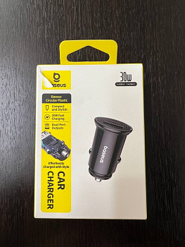 УЦЕНКА Автомобильное зарядное устройство Baseus Circular Plastic A+C 30W PPS Car Charger - Черное (CCALL-YS01) Повреждена упаковка