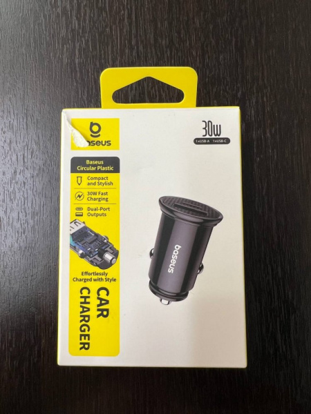 УЦЕНКА Автомобильное зарядное устройство Baseus Circular Plastic A+C 30W PPS Car Charger - Черное (CCALL-YS01) Повреждена упаковка