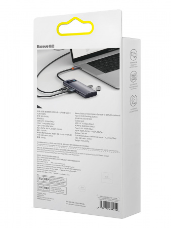 Хаб Baseus Metal Gleam Series 6-in-1 Multifunctional Type-C HUB Docking Station (Type-C - HDMI*2+USB3.0*3+PD*1) Серый (WKWG030113) Хаб Baseus Metal Gleam Series 6-in-1 Multifunctional Type-C HUB Docking Station (Type-C - HDMI*2+USB3.0*3+PD*1) Серый (WKWG030113)
