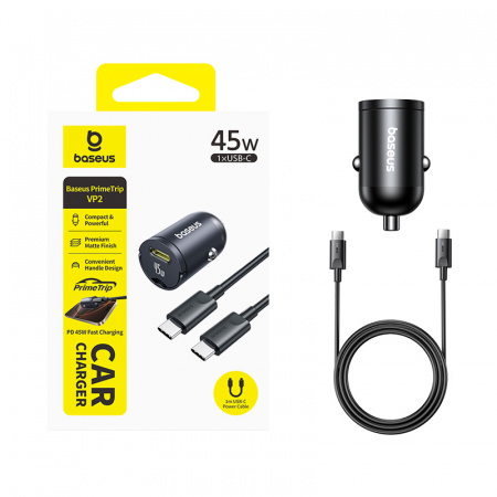 Автомобильное зарядное устройство Baseus PrimeTrip VP2 Car Charger 45W (кабель в комплекте USB-C - USB-C 60W (20V/3A), 1м) Чёрный (C0206800)