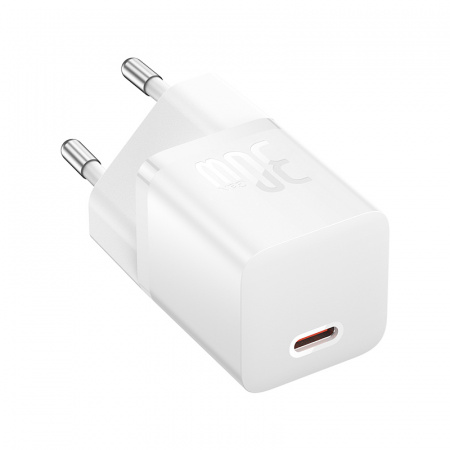 Сетевое зарядное устройство Baseus GaN5 (mini) 1C 30W + Кабель USB-C - USB-C Белый (P10110902213-00)