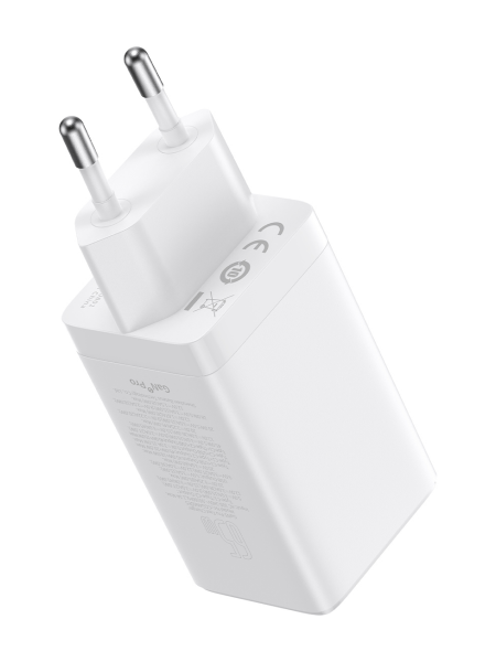 Сетевое зарядное устройство Baseus GaN5 Pro Fast Charger 2C+U 65W EU White с кабелем Type-C - Type-C 100W(20V/5A) 1m (CCGP120202)