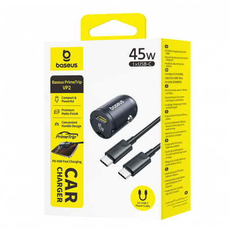 Автомобильное зарядное устройство Baseus PrimeTrip VP2 Car Charger 45W (кабель в комплекте USB-C - USB-C 60W (20V/3A), 1м) Чёрный (C0206800)