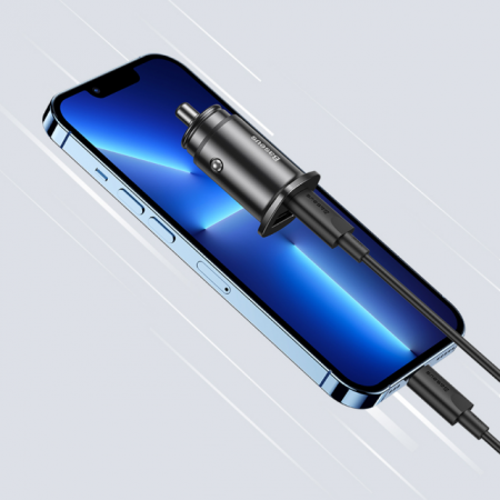 Автомобильное зарядное устройство Baseus Square metal A+C 30W PPS Car Charger Черное (CCALL-AS01)