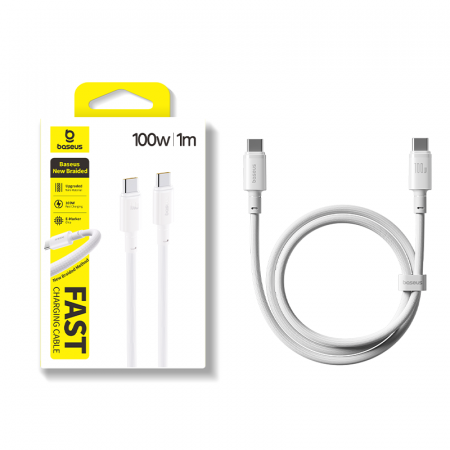Кабель Baseus New Braided Fast Charging Cable USB-C- USB-C 100W 1м Белый (E0426V01)