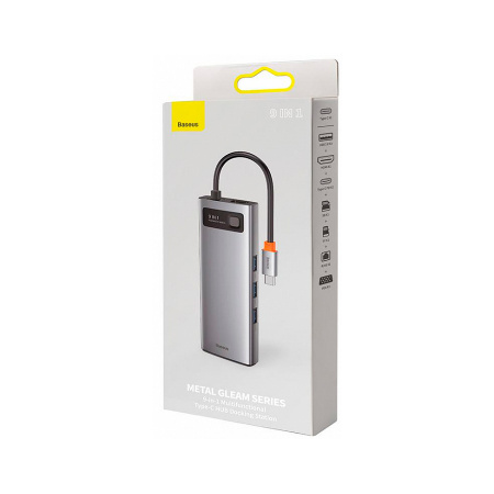 USB - разветвитель адаптер Baseus Metal Gleam Series 9-in-1 Multifunctional Type-C HUB Docking Station Space Gray (CAHUB-CU0G)