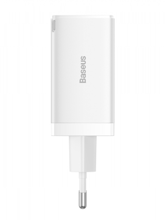 Сетевое зарядное устройство Baseus GaN5 Pro Fast Charger 2C+U 65W EU White с кабелем Type-C - Type-C 100W(20V/5A) 1m (CCGP120202)